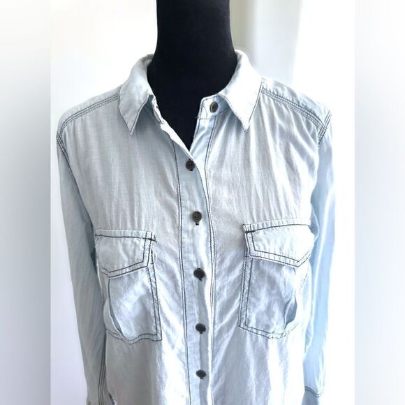 Free People Last Chance Chambray Button Down Shirt Size XS - Picture 9 of 12